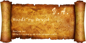 Vozáry Arvid névjegykártya